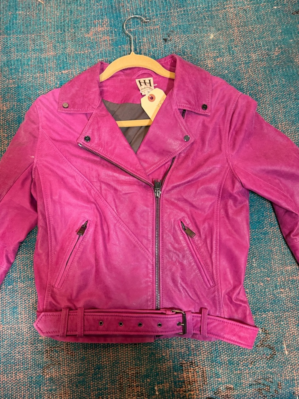 Haute Hippie Vibrant Pink Leather Moto Jacket